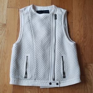 Zara vest crochet front moto style off white women's L